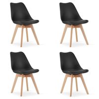 Krzesło czarne skandynawskie MARK nogi bukowe 4 szt. loft kuchnia