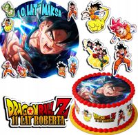 ZESTAW OPŁATEK NA TORT 30CM + 17 POSTACI - DRAGON BALL + IMIĘ 24CM 26CM