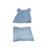 Czapka z Uszkami i Komin dla Dzieci Bawełna Wiosna Lato Niebieska Zestaw
