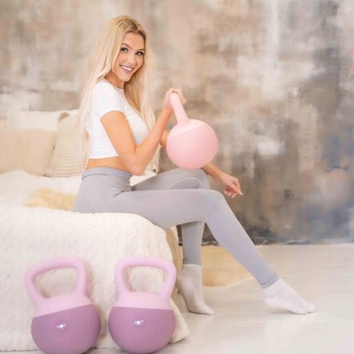 Kettlebell Odważnik Hantla Ciężar Do Ćwiczeń Fitness Różowy 8 kg DrFit na Arena.pl