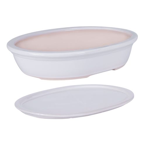 Doniczka ceramiczna bonsai Biały 32cm owalna osłonka drzewko szczęścia na Arena.pl