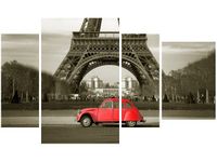 OBRAZ CZERWONY CITROEN 2CV WIEŻĄ EIFFLA