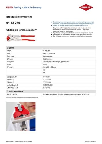 szczypce do glazury 250mm - kn 91 13 250 na Arena.pl