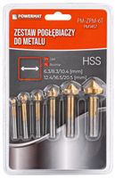 POGŁĘBIACZE STOŻKOWE DO METALU HSS ZESTAW 6 SZT PM-ZPM-6T