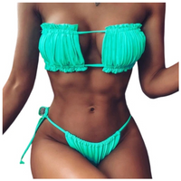 STRÓJ KĄPIELOWY MIĘTOWY OPASKA NA PLAŻĘ DO OPALANIA BASEN BANDEOU BIKINI S