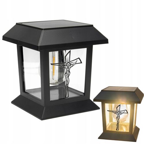 LAMPION NA GRÓB Statuetka NA Cmentarz Z KRZYŻEM ZNICZ SOLARNY LED na Arena.pl
