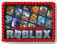 PROSTOKĄTNY OPŁATEK NA TORT A4 20x29CM - ROBLOX + IMIĘ