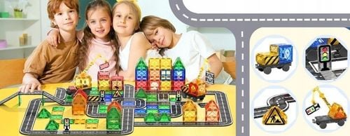 Klocki Magnetyczne Konstrukcyjne Duże Dzieci Zabawki Chłopca Zestaw Pojazdy na Arena.pl