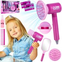ZESTAW FRYZJERSKI DLA DZIECI SZUSZARKA NA BATERIE DMUCHA POWIETRZE LUSTERKO