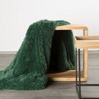 Koc narzuta TIFANY 170x210 Design91 ciemnozielony o strukturze futra