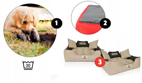 Legowisko dla psa kojec KINGDOG 55x45 cm personalizowane wodoodporne brąz na Arena.pl