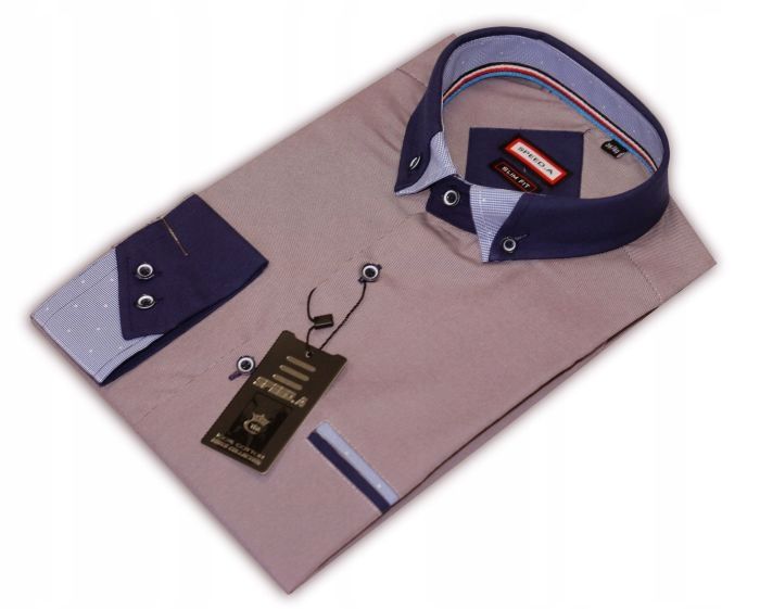 Mc4 Koszula męska ŚLIWKOWE PASKI slim fit 40/41 zdjęcie 5