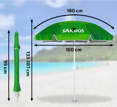 Parasol plażowy ogrodowy z powłoką zielony + kotwa na Arena.pl