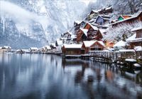 FOTOTAPETA widok miasto góry las we mgle na wymiar