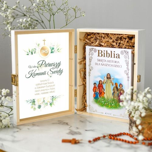 BIBLIA NA KOMUNIĘ PAMIĄTKA PIERWSZEJ KOMUNII ŚWIĘTEJ PREZENT NA KOMUNIĘ na Arena.pl