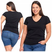 CZARNA KOSZULKA DAMSKA Z KRÓTKIM RĘKAWEM T-SHIRT W SEREK MORAJ - 4XL