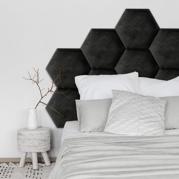 PANELE TAPICEROWANE PLASTER MIODU Heksagon CZARNY 35cm x 40cm zdjęcie 7