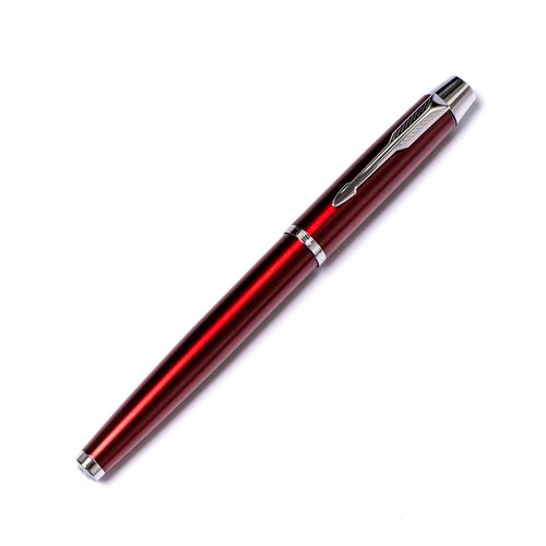 długopis metalowy w czerwono-srebrnym kolorze z czarnym wkładem - na Arena.pl