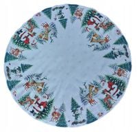 OBRUS ŚWIĄTECZNY OKRĄGŁY 150CM BOŻE NARODZENIE PLAMOODPORNY MIKOŁAJ RENIFER