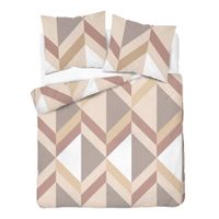 Pościel flanelowa 160x200cm. Flanela bawełniana gruba - beżowe zygzaki