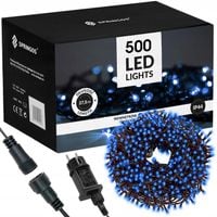 LAMPKI CHOINKOWE 500LED 27,5m ZEWNĘTRZNE WEWNĘTRZNE NIEBIESKIE ŚWIĄTECZNE