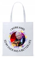 Śmieszny Pis Kaczyński Torba Eco Biała Shopper Z Nadrukiem Ze Zdjęciem