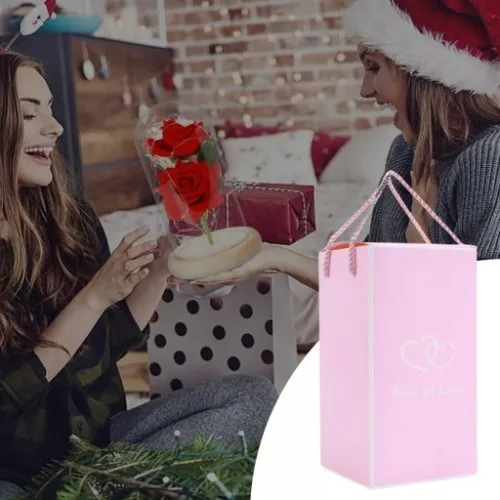 WIECZNA RÓŻA W SZKLE ŚWIECĄCA LED PREZENT PUDEŁKO NA WALENTYNKI DZIEŃ BABCI na Arena.pl