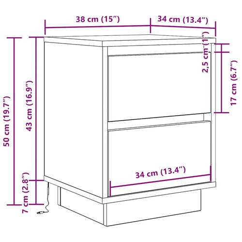 Szafka nocna z oświetleniem LED, stare drewno, 38x34x50 cm na Arena.pl
