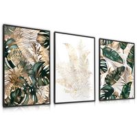 Zestaw 3X Plakat W Ramie Liście Bananowe Glamour Abstrakcja 60cm x 80cm