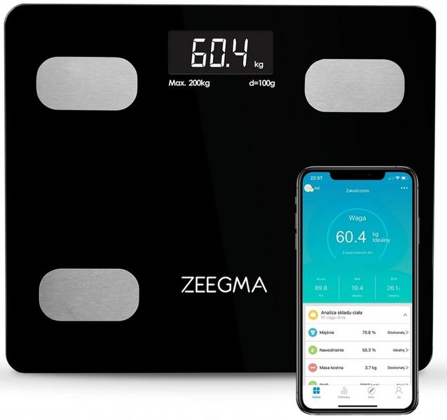 INTELIGENTNA WAGA ŁAZIENKOWA BLUETOOTH ANALITYCZNA APLIKACJA ZEEGMA 17W1 zdjęcie 4