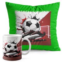 ZESTAW KUBEK + PODUSZKA ZIELONA - PIŁKA NOŻNA SPORT DRUŻYNA MECZ PUCHAR