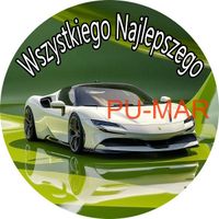 Opłatek na tort Urodziny Ferrari Auto Samochód Logo Bryka Fura Tekst Gratis
