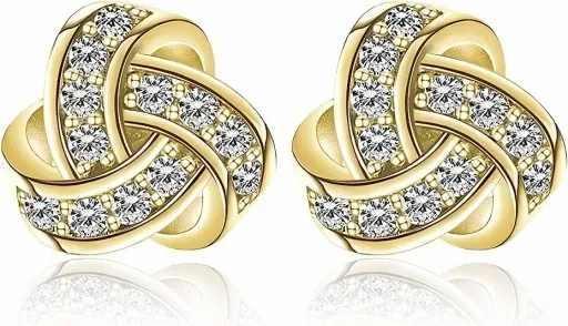 ZŁOTE KOLCZYKI wkrętki SZTYFTY, kolczyki srebro pozłacane zdjęcie 5