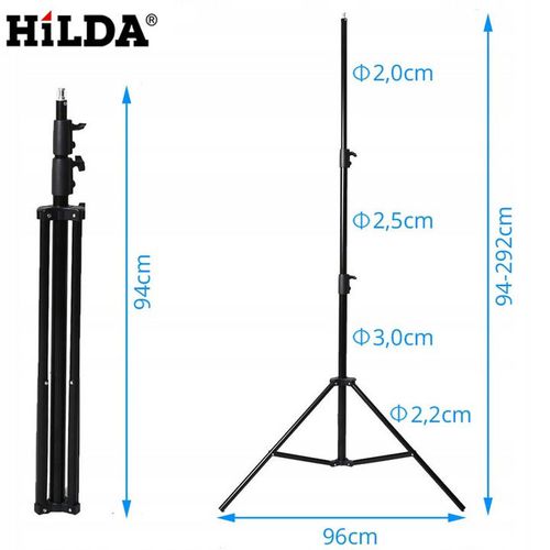 STATYW TRIPOD POZIOMICY 2,9 M 8KG OŚWIETLENIOWY STABILNY + GŁOWICA na Arena.pl