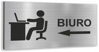 Tabliczka DOWOLNY TEKST NAPIS BIURO Tablica nierdzewna informacyjna SREBRNA