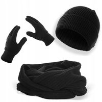 KOMPLET ZIMOWY CZAPKA U2 + KOMIN T2 + RĘKAWICZKI G1 - CZARNY