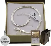 SREBRNA PEŁNA BRANSOLETKA DAMSKA ŻMIJKA Z ZAWIESZKĄ PR. 925 + GRAWER GRATIS