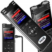 Profesjonalny Szpiegowski Dyktafon cyfrowy 1536Kbps 64GB Detekcja