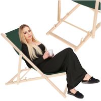 Leżak ogrodowy, drewniany z 3-stopniową regulacją, plażowy, balkonowy, ciemnozielony