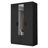 Szafa ADA II 120 cm - pojemna garderoba z lustrem - CZARNY+CZARNY