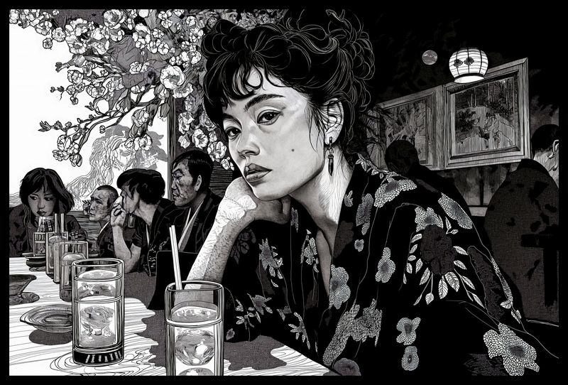Plakat 60x40cm Czarne Kimono zdjęcie 2