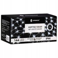 SIATKA 144LED LAMPKI CHOINKOWE KURTYNA ŚWIETLNA DUŻA 5x2m GIRLANDA BIAŁE