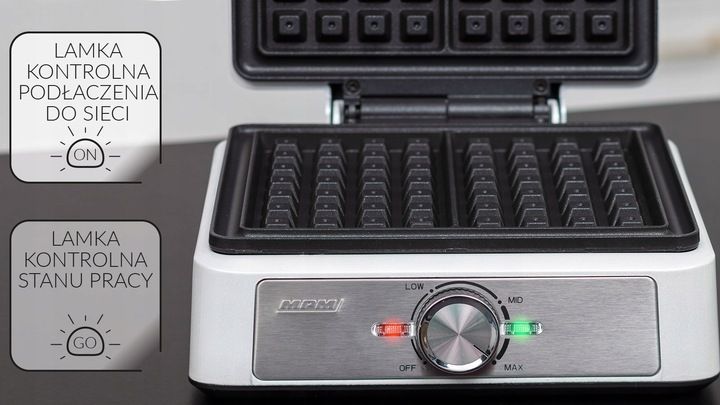 Gofrownica mocna srebrna 2 gofry MPM MGO-41 1600W zdjęcie 3