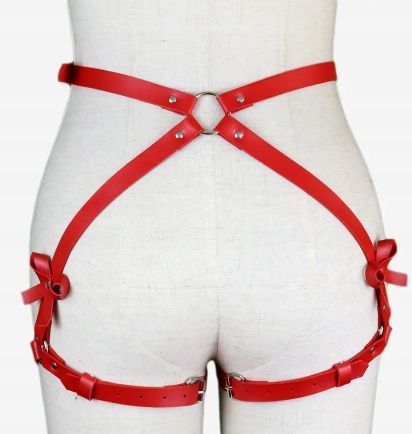 Czerwona skórzana uprząż na uda Karess Amelia na Arena.pl