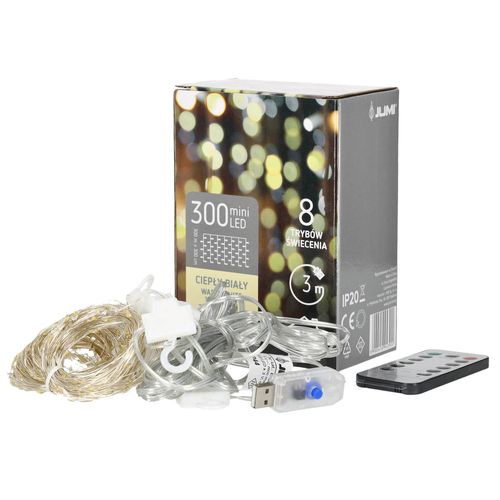 Kurtyna 300 LED 3x3m 8 funkcji z pilotem gniazdko SMART +przedłużacz na Arena.pl