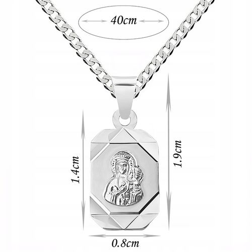 Medalik Matka Boska i łańcuszek pancerka 40 cm Srebrny komplet 925 pamiątka na Arena.pl