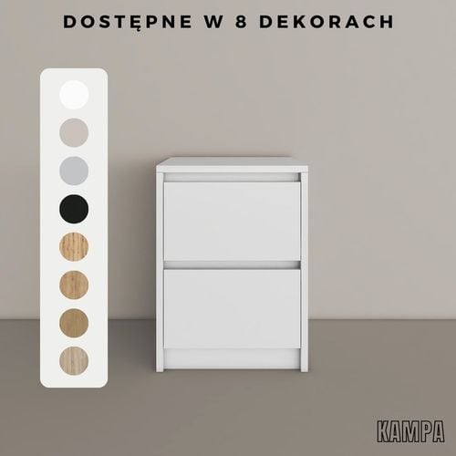 Praktyczna Szafka Nocna biała 2 szuflady stolik nocny loft 42x52x43cm na Arena.pl