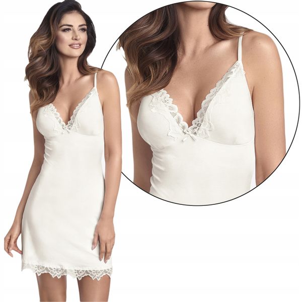 Ewana Nina Koszula Nocna z Wiskozy Ecru L zdjęcie 4