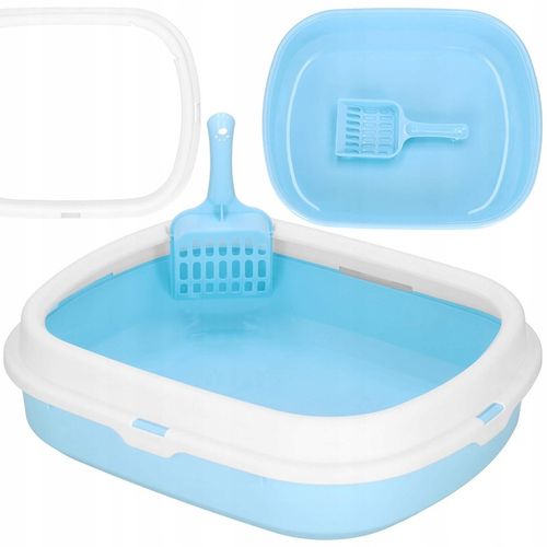 DUŻA KUWETA DLA KOTA Z RAMKĄ 40x33cm TOALETA OTWARTA NA ŻWIREK XL + ŁOPATKA na Arena.pl