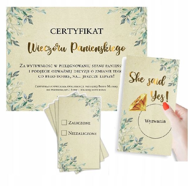 CERTYFIKAT + GRY na Wieczór Panieński BOHO ZŁOTE zdjęcie 1